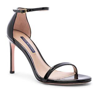 Stuart Weitzman Nudistsong Heel Black Patent Size 8.5